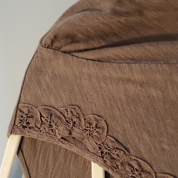 XL cocoa brown tee with rugged lace detail - Picture 3 of 5